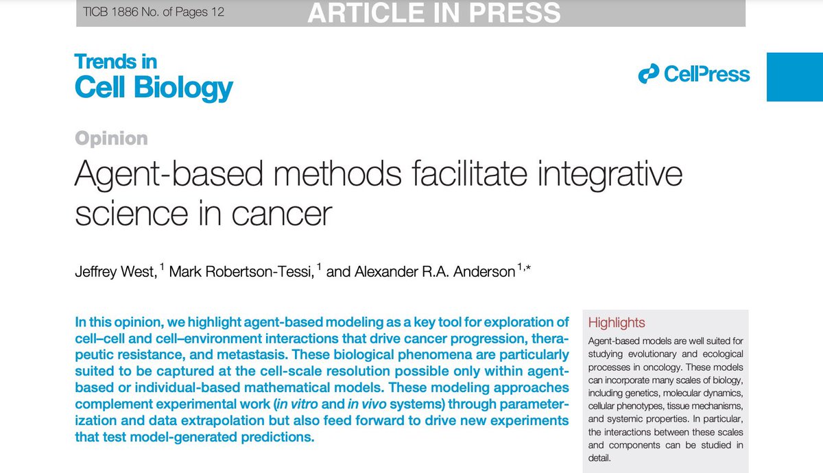 New paper: “Agent-based methods facilitate integrative science in cancer”

Rather than simply review existing work, we advocate for the unique ability of agent-based methods to facilitate inter-disciplinary (integrative) science

authors.elsevier.com/c/1g5wn3QxxSnJ…

A thread 🧵🧵🧵: