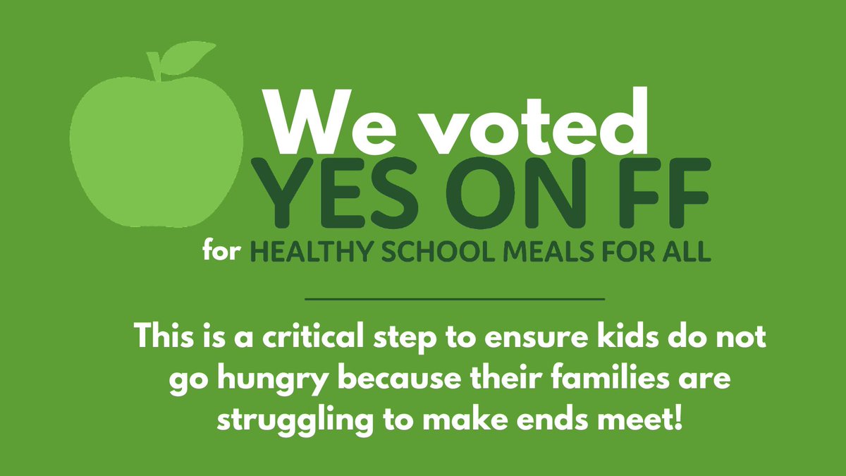 WE WON PROP FF, but there is still work to do to address food insecurity and end hunger. 

Check out our partners and make sure to stay informed &amp; involved: yesonff.org. 

We secured #SchoolMeals4CO! Onwards to create a healthier &amp; more just Colorado!