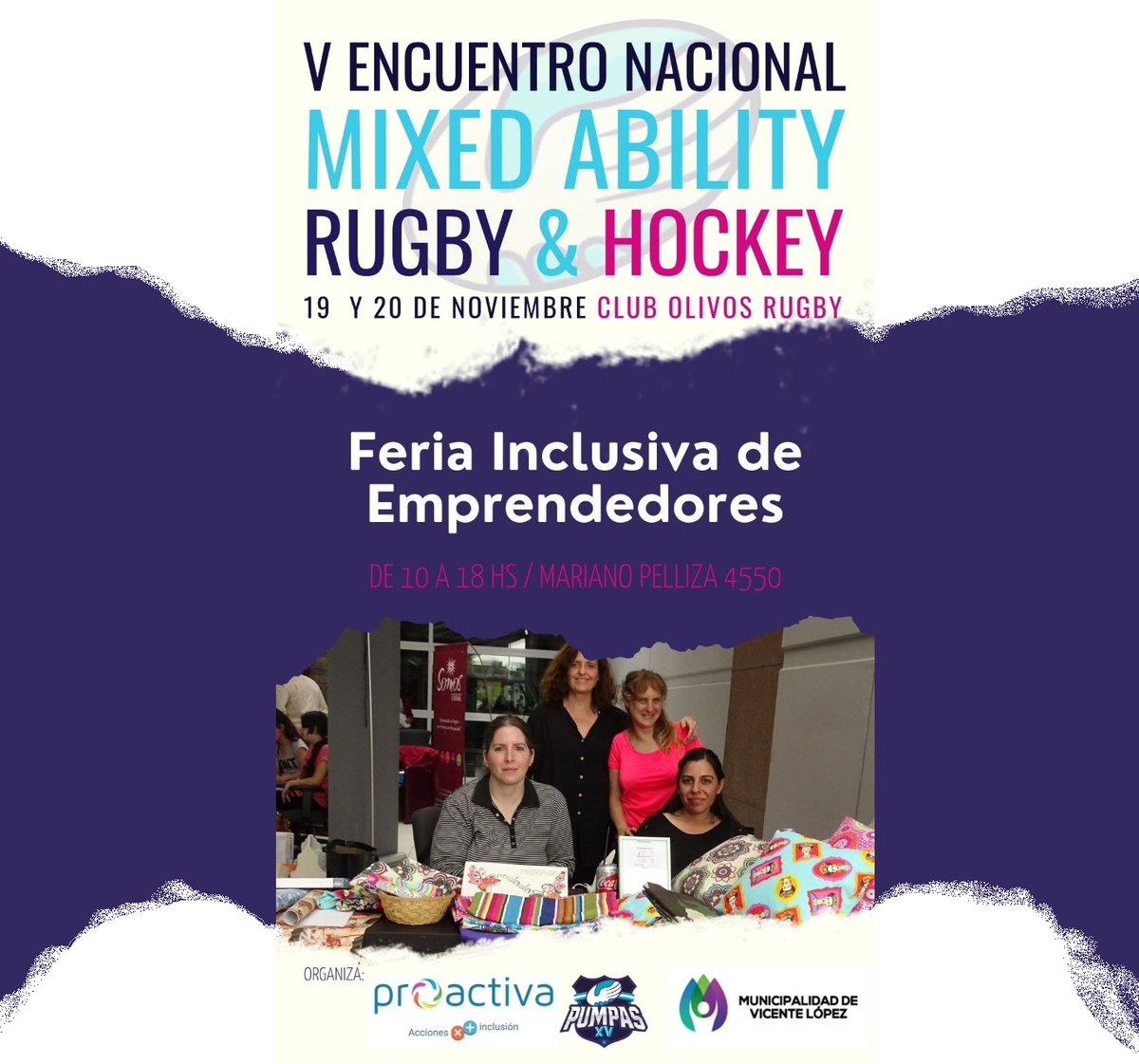proactivaac's tweet photo. ¡¡PUMPA RARRIBA!! Este finde estaremos con los Campeones Mundiales de Rugby Inclusivo LOS 
@pumpasxv  y con las chicas de LAS @lionas_hockey en un Evento Nacional en el OLIVOS RUGBY CLUB 
@OlivosRC  (Pelliza 4550, Munro). Los esperamos con los emprendedores de @proactivaac https://t.co/kaZiqVkxPP