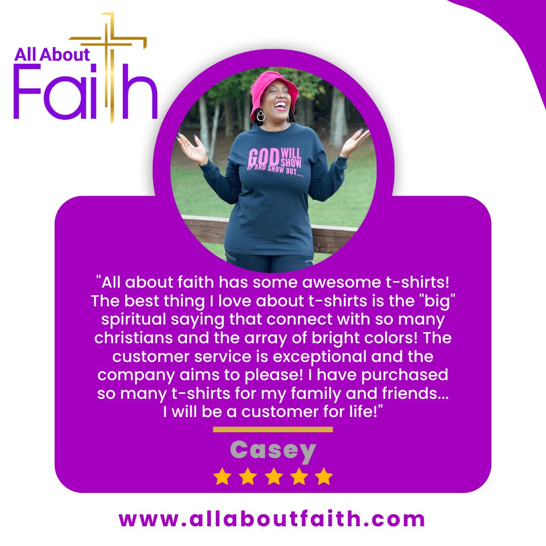 Here is 'REPEAT' customer that buys from me quit frequently!

See her review below.....

Go take a look at my 'store' -
it will UPLIFT your SPIRIT....
allaboutfaith.com

#christiant  #trustingod   #pray  #unisextshirts 
#hope  #unisexhoodies  #plussize  #christianwear