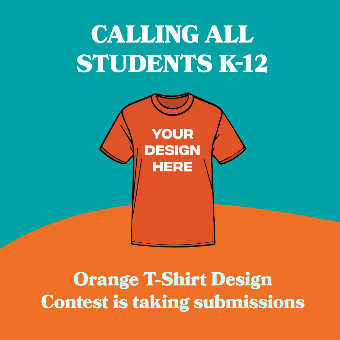 Know anyone in grades K to 12 living in Canada with a passion for drawing and design? Share this post with them to submit an original design for Orange Shirt Societies 2023 orange shirt design contest at info@orangeshirtday.org before December 31! #OSS #OrangeShirtDayDesign2023