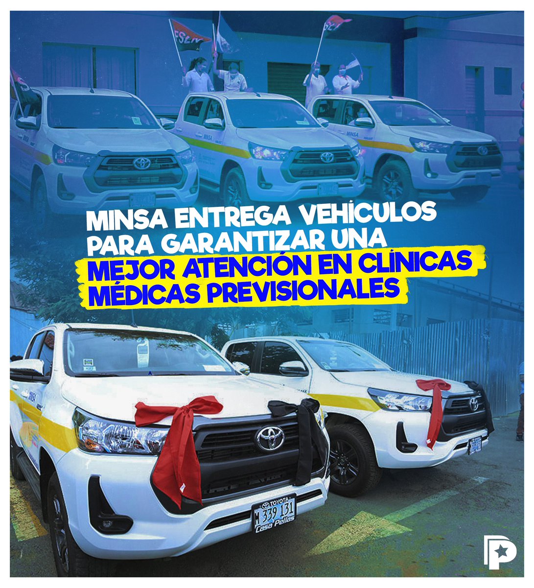 #Avance| El Ministerio de Salud entrega vehículos para garantizar una mejor atención a los asegurados de las clínicas médicas previsionales de #Chontales, #Chinandega y #Managua. 🇳🇮✊🏻🔴⚫🚘

#UnidosVencemosVenceremos
