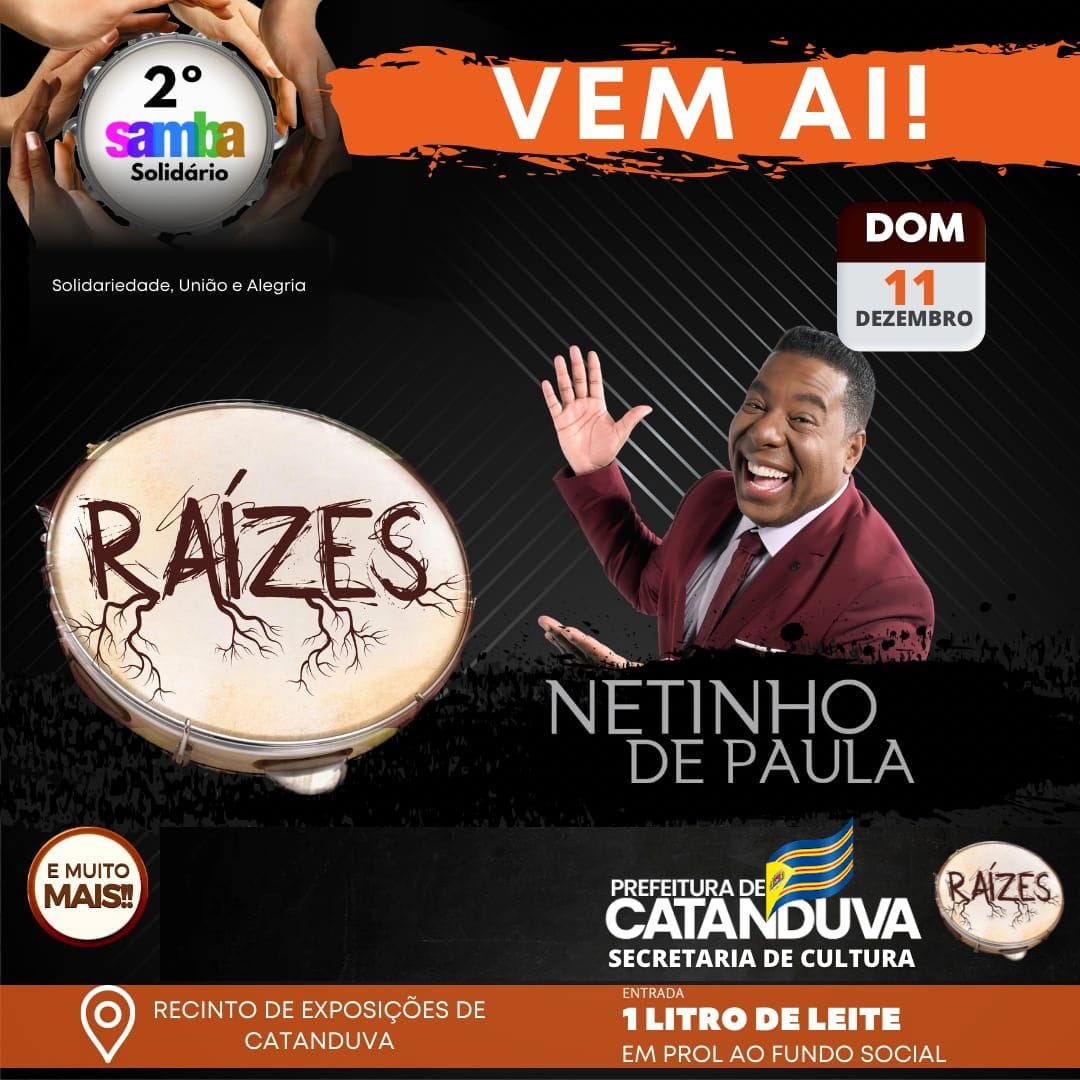 PrefCatanduva's tweet image. ✅ Grupo Simplicidade
🎤 Grupo tá no DNA
👏🏻 Nossa Vibe
🎼 Só Balanço
🥁 Sambeabá
Partiu?
#prefeituradecatanduva #culturadecatanduva #sambasolidario
#catanduvaemmovimento
