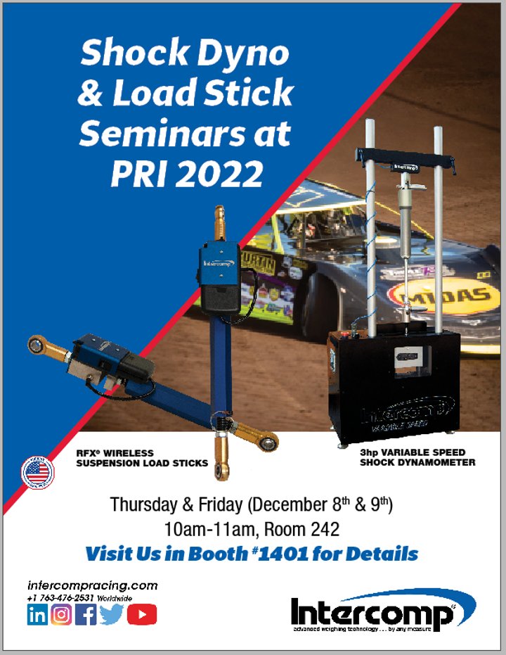 3 Weeks to the Start of the PRI Show!  Intercomp will be exhibiting in Booth #1401 and hosting our Shock Dyno &amp; Load Stick Seminar Thursday and Friday (Dec 8 &amp; 9) in Room 242 from 10am-11am. Check out the Video Below.

youtube.com/watch?v=6URy_M… 

 <a href="/prishow/">Performance Racing Industry</a>  <a href="/eliteshocksvs/">Elite Shock Services</a>