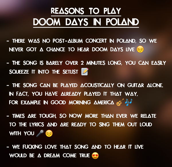 septempus's tweet photo. Hi kings, we're a bit late this time around, but after the success of #bad_newsinPoland and #TheDescentinPoland we wouldn't be ourselves if we didn't try again...
#DoomDaysInPoland
@Woodythedrum @bastille @bastilledan
@Kyle_JSimmons @willyfarquarson @CharlieBarnes https://t.co/o8izCQJQfO