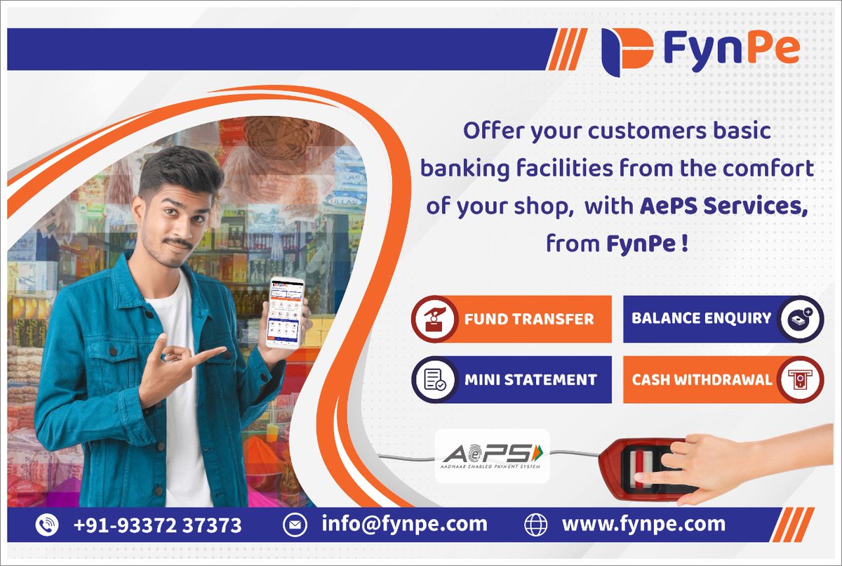 fynpe_payments's tweet photo. Assist your customers in experiencing basic banking processes without any worry by enabling the AePS Services from FynPe!
Call us at 9015079079 to know more!
#aeps #online #onlinepayment #payments #paymentdigital #digitalpayment #fynpe #fintech https://t.co/jC6NWum3yx