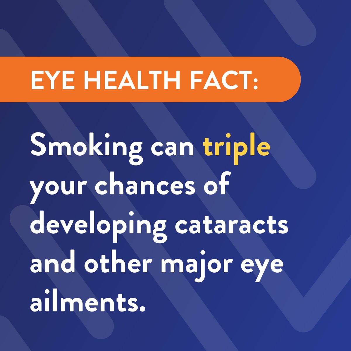 Today we are celebrating the #GreatAmericanSmokeout and encouraging individuals to take charge of their health by quitting smoking. #DYK? Smoking can triple your chances of developing cataracts and other eye ailments. Learn more: bit.ly/3T1stEt
