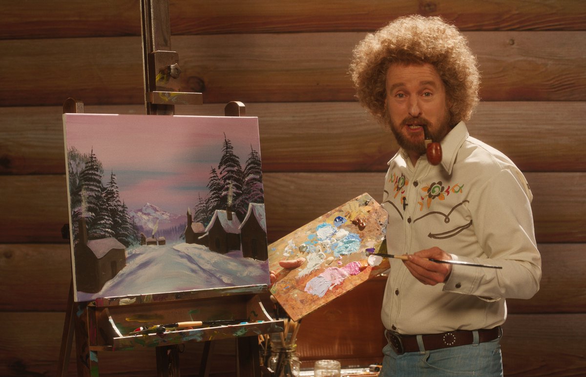 Who's behind those happy little clouds? ☁️ It’s Carl Nargle, Vermont's No. 1 public access TV painter. Owen Wilson stars in PAINT, an off the (gallery) wall comedy coming to theaters in 2023!