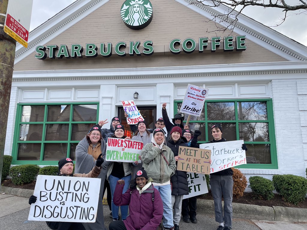 This morning <a href="/Starbucks/">Starbucks</a> sent the managers of local striking stores to open up the Watertown location. Thanks to our coworkers, community, and union siblings… WE SHUT IT DOWN ANYWAY! ❤️ #redcuprebellion