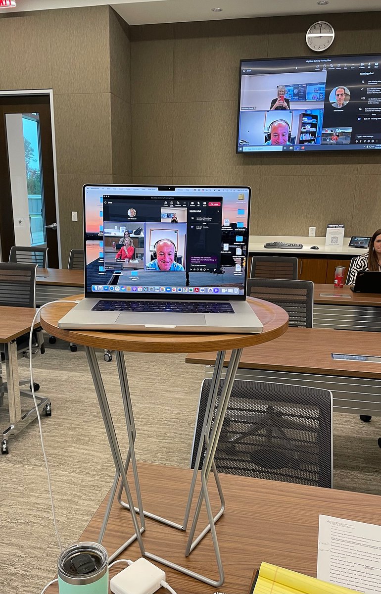 SpeakerDynamics's tweet image. In any hybrid meeting, everyone needs to be seen and heard. Put yourself in the shoes of all attendees before a meeting begins. This &quot;podium&quot; may not look pretty, but if I had not added my own device, remote students would&apos;ve seen only the back of my head.