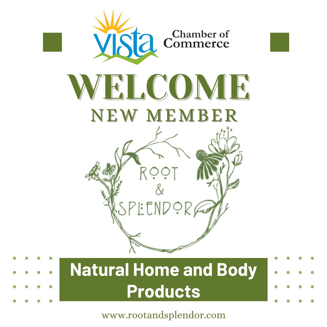 Welcome new Vista Chamber Member Root &amp; Splendor!

Root &amp; Splendor are a clean-living lifestyle brand dedicated to creating 100% natural home and body products that are safe, effective and eco-conscious. Learn more and view their products on their website rootandsplendor.com.