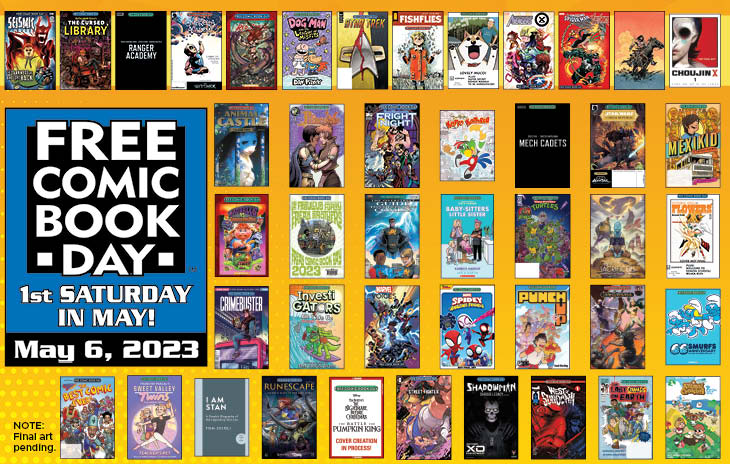 Freecomicbook's tweet image. IT'S FINALLY HERE❗️

Here's the full list of all 44 comic books you can for free on May 6, 2023! It's a pretty good line-up, if I do say so myself! 

More info (and a closer look at the cover art): freecomicbookday.com/Article/265288