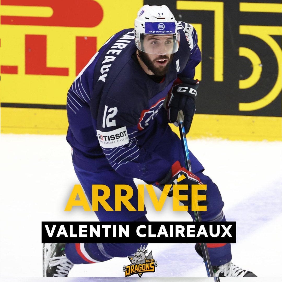 DragonsdeRouen's tweet photo. #arrivée 💛🖤 Valentin Claireaux (31 ans), rejoint les @DragonsdeRouen !Après 3 saisons en Liiga 🇫🇮 et 3 saisons en elite 🇨🇿, l’attaquant international 🇫🇷 évoluait depuis le début de la saison au Berani Zlin en 2ème division tchèque.
Bienvenue chez toi Valentin 🏠 

📷 X.Lainé https://t.co/b25btfV6Ni