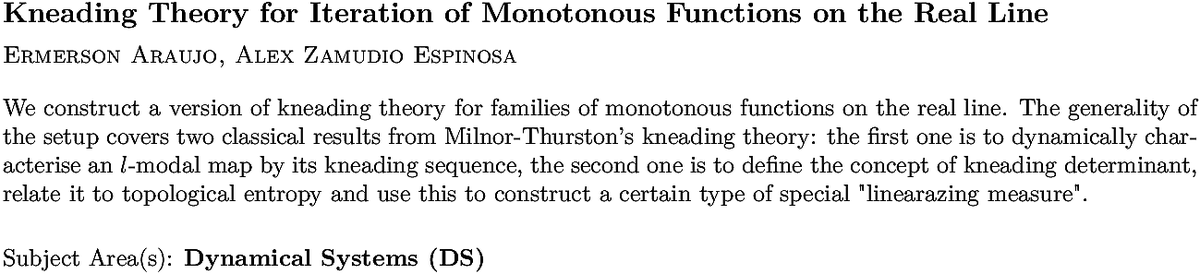 arxiv.org/abs/2211.08528…
E Araujo, A Z Espinosa
Kneading Theory for Iteration of Monotonous Functions on the Real Line