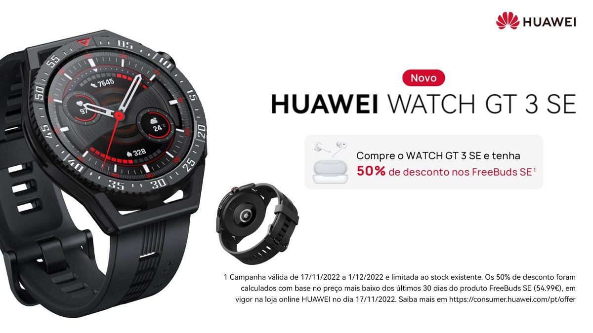O novo #HuaweiWatchGT3SE chegou para cuidar da sua saúde com autonomia até 2 semanas, mais de 100 modos de desporto, controlo do seu sono, entre muitas outras funcionalidades.
Compre já aqui: bit.ly/THWatchGT3SE