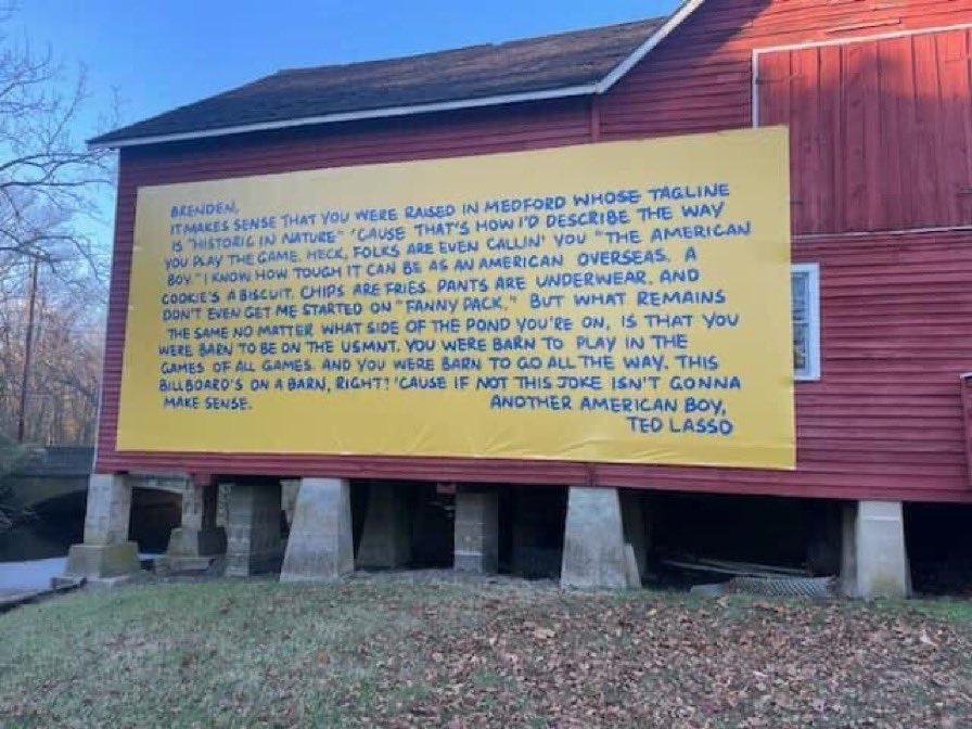 Ted Lasso left a message in NJ for the “Medford Messi” Brenden Aaronson

(via <a href="/AppleTV/">Apple TV</a>)