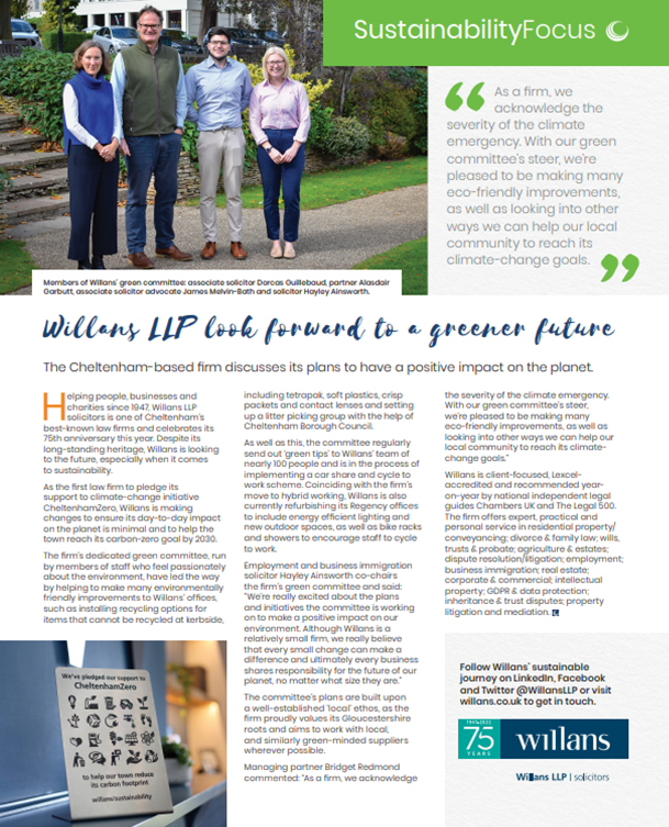 #Sustainability Focus: @WillansLLP look forward to a greener future

The #Cheltenham based firm discusses its plans to have a positive impact on the #planet.

Download the NEW <a href="/Circle2Success/">Circle2Success</a> #bizmag next week!

Request Your Copy Here - circle2success.com/c2s-business-m…

#climatechange