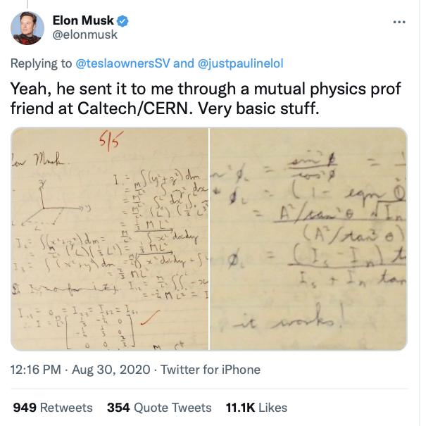 For example, here Elon says “Applied Physics and Materials Science”