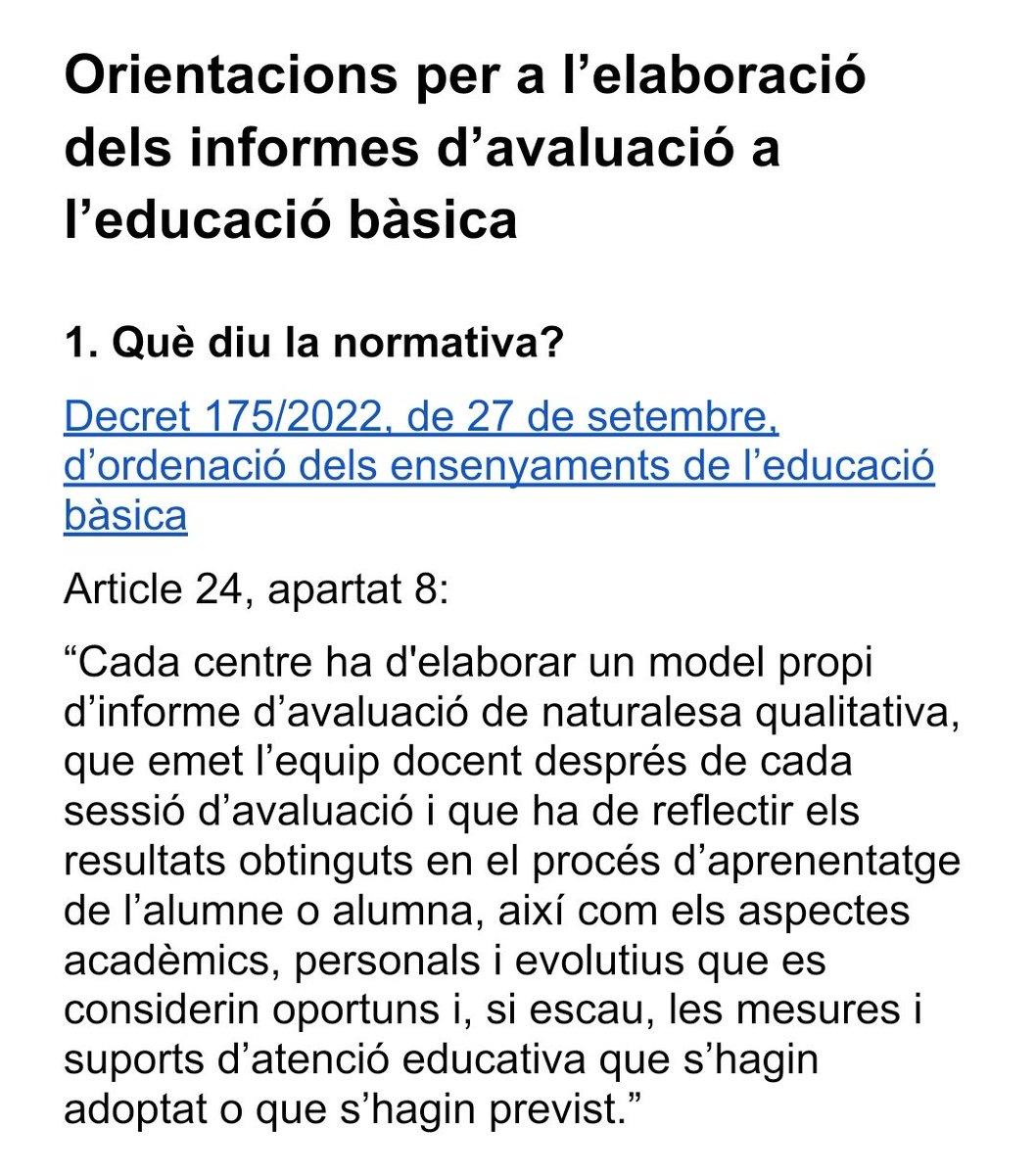 SEBaixEmporda's tweet photo. Publicades orientacions per a l'elaboració dels informes d'avaluació a l'educació bàsica al nodes del nou currículum 👇👇
https://t.co/Z8tAq8OJzb https://t.co/mLUI9MmUei