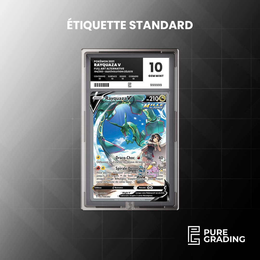 Notre étiquette Standard se veut sobre et efficace. Vous pourrez retrouver les informations importantes concernant votre carte.

A noter que les subgrades seront directement affichés sur l'étiquette.