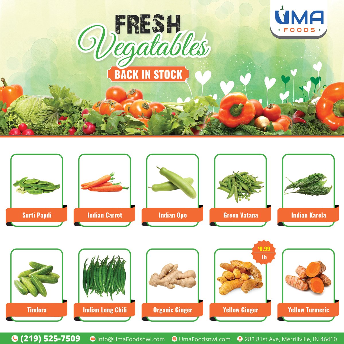 𝐅𝐫𝐞𝐬𝐡 𝐕𝐞𝐠𝐞𝐭𝐚𝐛𝐥𝐞𝐬 𝐁𝐚𝐜𝐤 𝐢𝐧 𝐒𝐭𝐨𝐜𝐤!!

Shop Now👉: umafoodsnwi.com

#indiangrocery #weeklysales #VegetableSale #grocerystore #supermarket #sale #vegetables #fresh #UMAFoods