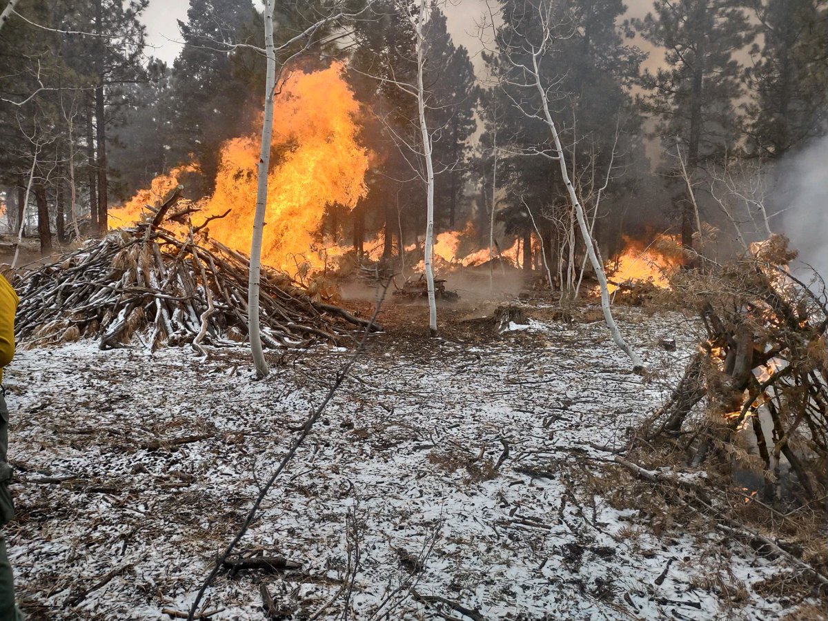 UtahWildfire's tweet photo. Duck Fuels Project: Pile burning today along Mammoth Creek road and highway 14, behind Cedar Mountain fire station in Kane County. Fire personnel will burn 1600 piles for 12 acres. Burning will continue tomorrow. Smoke will be visible in surrounding areas. #ffslkw https://t.co/XDCIAWiky2