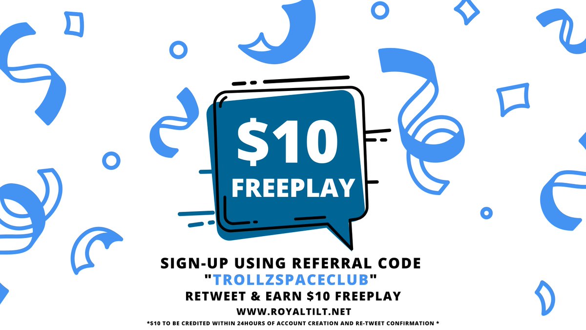 TSC &amp; @Royal_Tilt have joined forces to give EVERYONE
$10 Freeplay + Entry into Weekly NFT Poker Tournaments

To get your FREE $10 Credit
Follow
@Royal_Tilt &amp; <a href="/TrollzSpaceCLub/">Trollz Space Club - SOLD OUT 🪐</a>

Like, RT
Comment w/ Royal Tilt Screen name
Join Discord -discord.gg/xCn6UZEj

👹🪐🍸
#NFTGiveaways