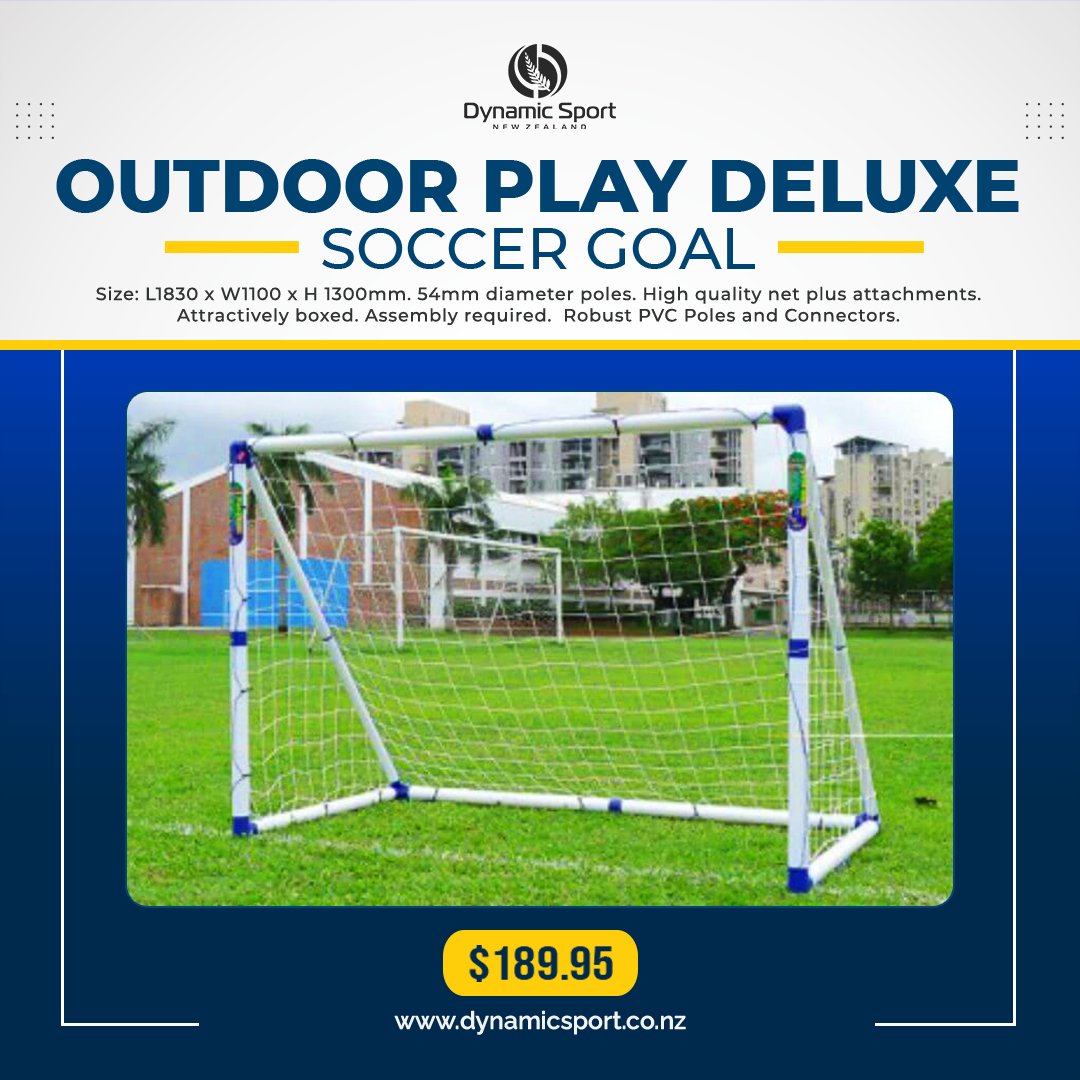 DynamicSportNZ's tweet photo. Outdoor Play Deluxe Soccer Goal ➡️ https://t.co/0KND7QFwWU

Regular price ❌ $199.95
Sale price ✅ $189.95

Size: L1830 x W1100 x H 1300mm. 54mm diameter poles.

#DynamicSportNZ #sportsshop #sportsgear #fitnessgear #gearingkiwisup #soccergoal #outdoorsoccergoal https://t.co/81eH3iQV95