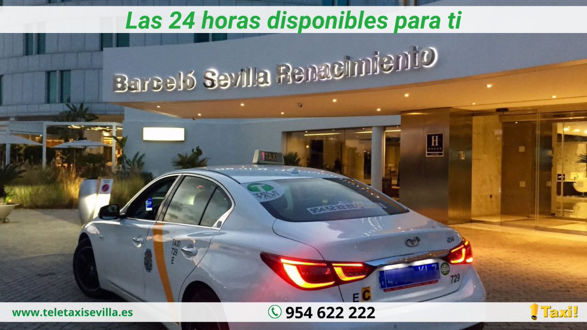 TeletaxiSevilla's tweet photo. ¿Has reservado hotel en #Sevilla? A la hora que nos necesites, estamos disponibles🕔. Las 24 horas del día disponibles para acompañarte. Elige #TeletaxiSevilla par desplazarte.  

¿Dónde #Tellevamos? Reserva tu #taxi 📞954 622 222 | https://t.co/VlOmUzqVxR 📲 #App: #1taxi! https://t.co/bpbOhMIFLA