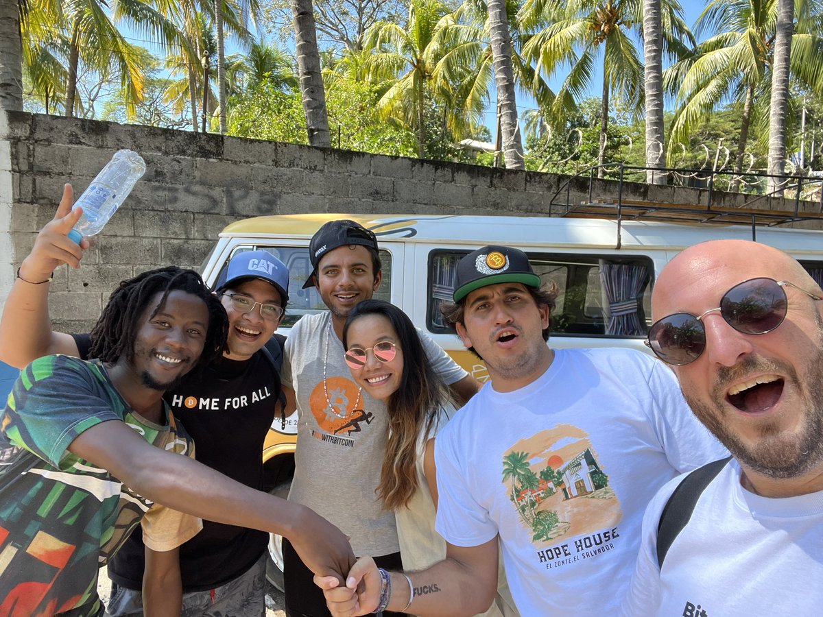 bitcoinesian's tweet photo. hang at @HopeHousesv in front of @labitcoineta #BTC bus with 

@440UrPp @Machankura8333 🇿🇦 
@KevinAyala24 🇸🇻 
@RunwithBitcoin 🇮🇳 
@Rishima9 🇯🇵 
@romanmartinezc 🇸🇻 
@duczko 🇸🇪 

last day of @AdoptingBTC! https://t.co/RpYvqwXSfO