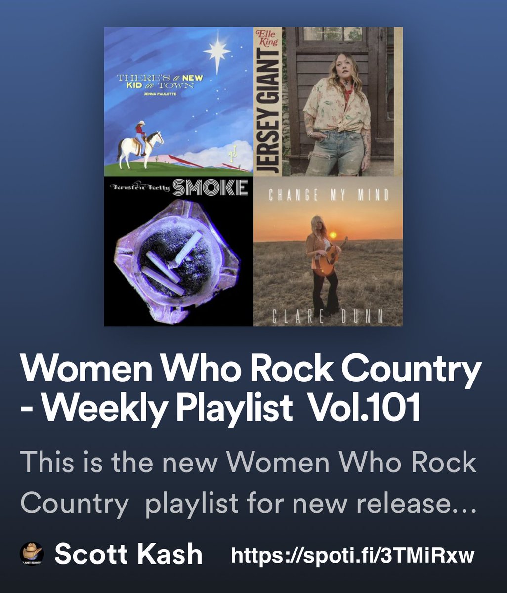 Here’s the new #WomenWhoRockCountry playlist for the new releases by
<a href="/madisonwolfee/">Madison Wolfe</a>
<a href="/thearielleeden/">Arielle Eden</a>
<a href="/sarahhardwig1/">Sarah Hardwig</a>
<a href="/sophiafracassi/">Sophia Fracassi</a>
<a href="/SamFerraraMusic/">Sam Ferrara</a>
<a href="/taratinsley/">Tara Tinsley</a>
<a href="/_carabishop_/">Cara Bishop</a> 
+MORE

#Spotify
spoti.fi/3TMiRxw

#Music #Country <a href="/BlackettMusic/">Benjamin Blackett </a> #rtitbot <a href="/rtArtBoost/">BlackettMusic.com - Art Boost #rtArtBoost</a> #SpotifyRT