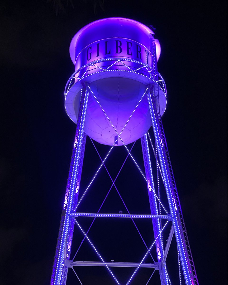 GilbertYourTown's tweet photo. The Gilbert Water Tower will be lit purple tonight for World Pancreatic Cancer Day.
This lighting request was submitted by @Run4Purple.
Learn more โก๏ธ https://t.co/PCxBqJgqig
#LightUpGilbert ๐ https://t.co/kQ0A3lvT7O