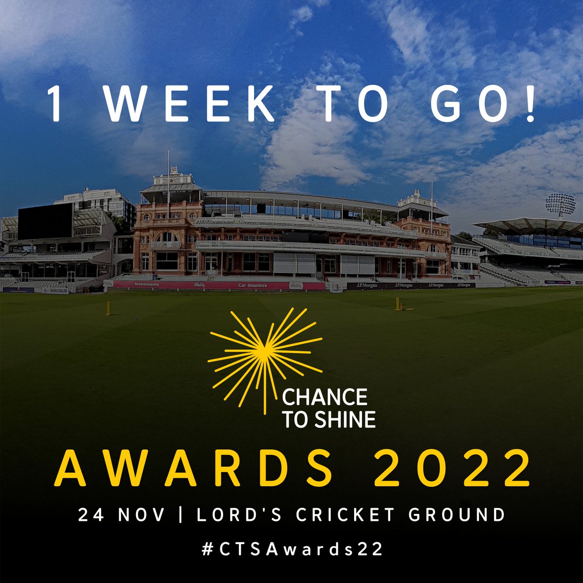 Chance2Shine's tweet photo. There's just 1⃣ week to go until we'll be at @HomeOfCricket for the Chance to Shine Awards 2022 🥳 celebrating our wonderful participants and the brilliant people who inspire them through the sport 🏏

#CTSAwards22 https://t.co/Kfnj398UYn