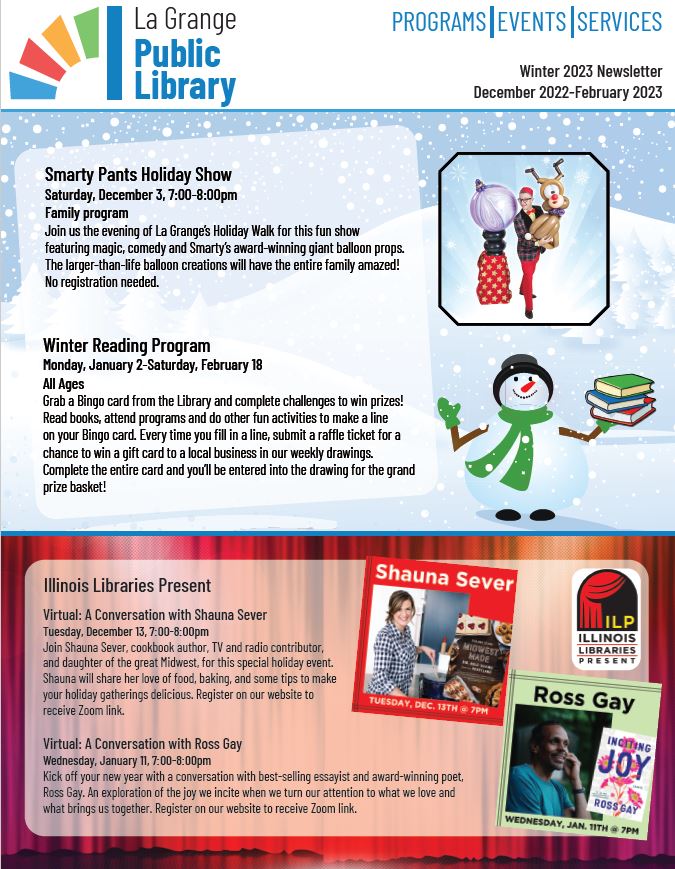 Mark you calendars! Checkout our winter programming newsletter for all our great upcoming offerings, including our festive holiday events. Read the Winter 2022-23 Newsletter at https://t.co/oHd2gLzH6x. https://t.co/QjP1cL0yLs