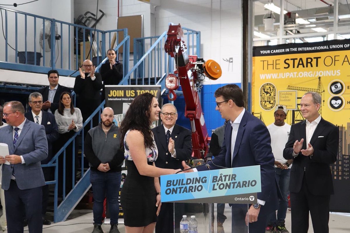 MonteMcNaughton's tweet photo. Government, labour &amp; business, have to work together to find common ground on the big issues &amp; get things done.  

I joined the @PBCTCOntario to announce $40M in new investments to help students land well-paying jobs in the construction industry.

https://t.co/pm9i1a06H2 https://t.co/hQALwaYKyq