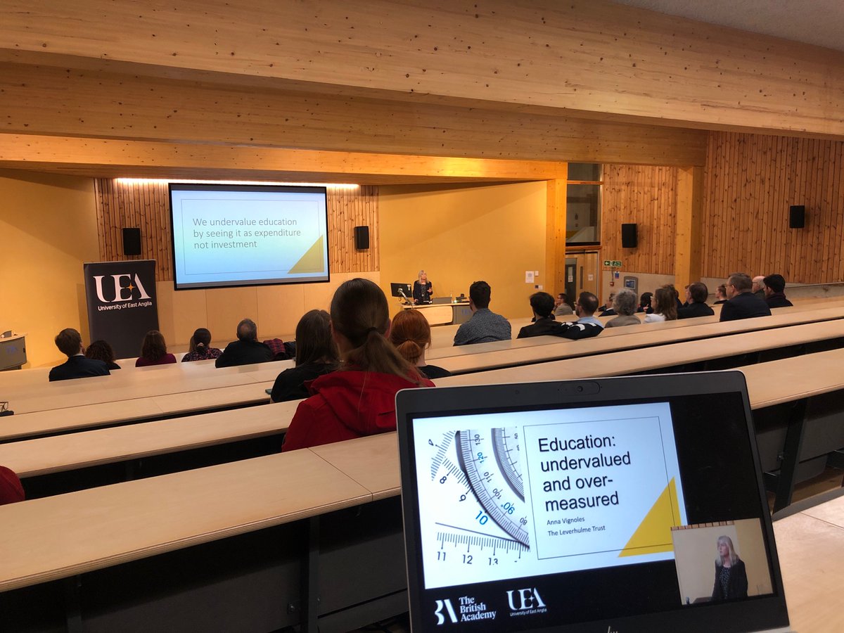 UEAEvents's tweet photo. ‘We undervalue education by seeing it as expenditure not investment,' says Prof Anna Vignoles during tonight's @BritishAcademy_ lecture here at @uniofeastanglia. Watch live: https://t.co/z6EXGhWXgo https://t.co/Taxtgr1igt