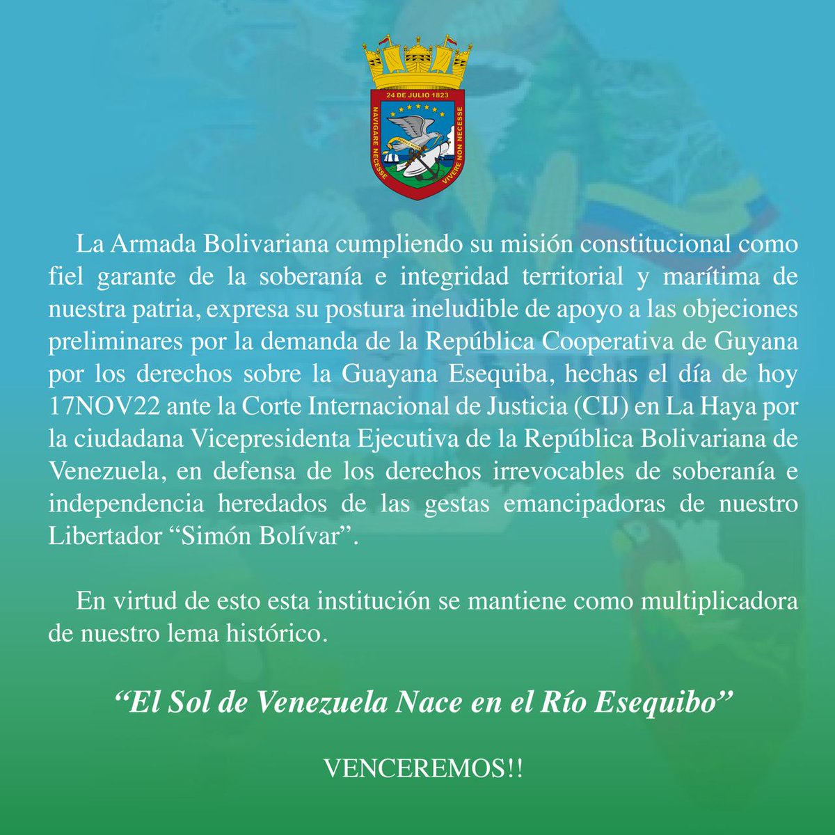 #LaHistoriaEstáDeNuestroLado 

🇻🇪La Guayana Esequiba es Venezuela🇻🇪

<a href="/NicolasMaduro/">Nicolás Maduro</a> <a href="/delcyrodriguezv/">Delcy Rodríguez</a>