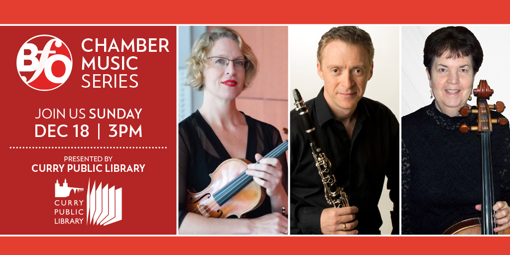 BFO Chamber Music presents members of the Britt Festival Orchestra, Renia Piotrowski-Shterenberg, violin, Ilya Shterenberg, clarinet, and Lisa Truelove, cello, performing music of Bach, Haydn, and Beethoven FREE December 18 @ 3:00 PM Curry Public Library 94341 3rd St. Gold Beach