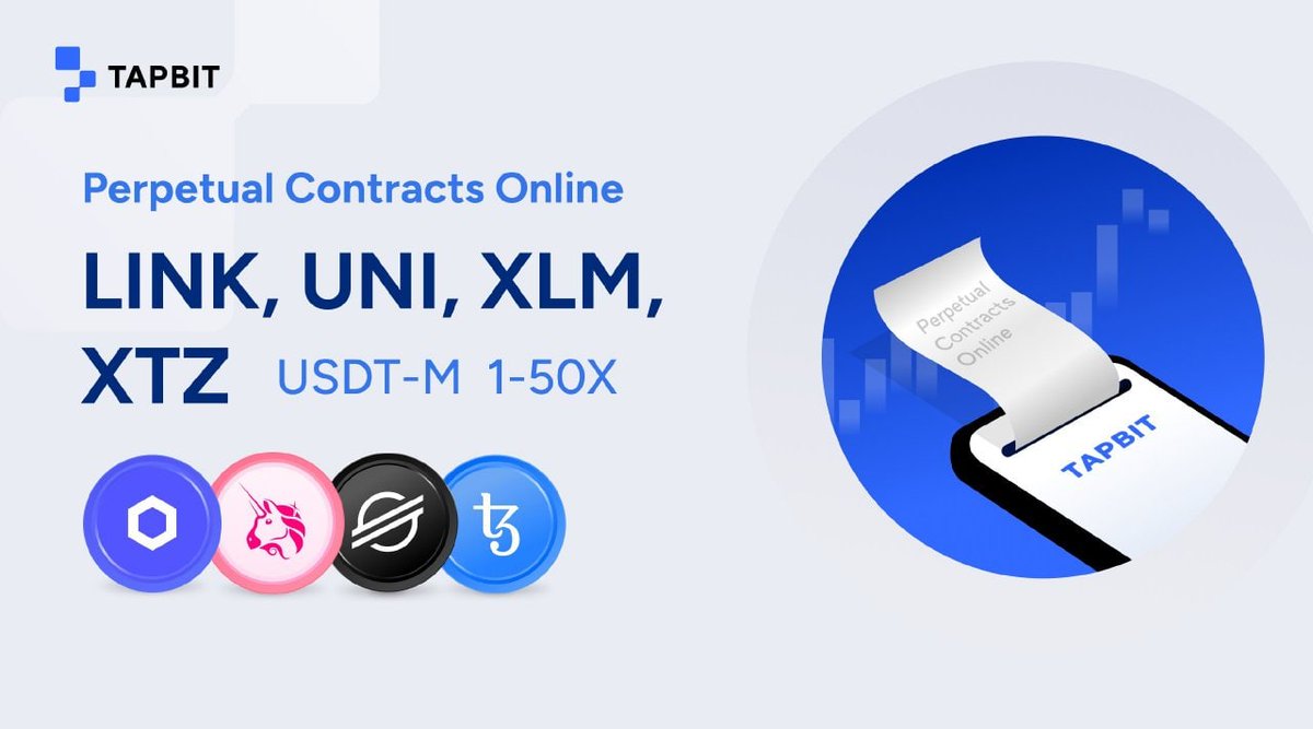 AliRaza03426's tweet photo. #TapbitAnnouncement
We are pleased to announce that LINKUSDT, UNIUSDT, XLMUSDT and XTZUSDT Perpetual trading will be opening at 09:00 (UTC), on November 18th, 2022.
Stay tuned🚀#BILLANCE #CRYPTO #EXCHANGE #BITCOIN #BTC #ETH #BNB #TRX #DEFI #WEB3 #GAMEFI P2E #HOT #NEWS #BLOCKCHAIN https://t.co/x1E05qfwCZ