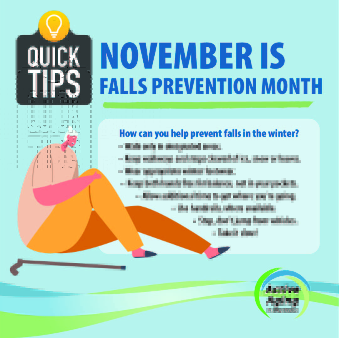 Winter is coming whether we like it or not!

Seasonal hazards like snow and ice increases the risk of slipping and falling.

To help prevent falls and injuries this winter be on the lookout for slippery conditions and keep these simple safety tips in mind when walking outdoors!