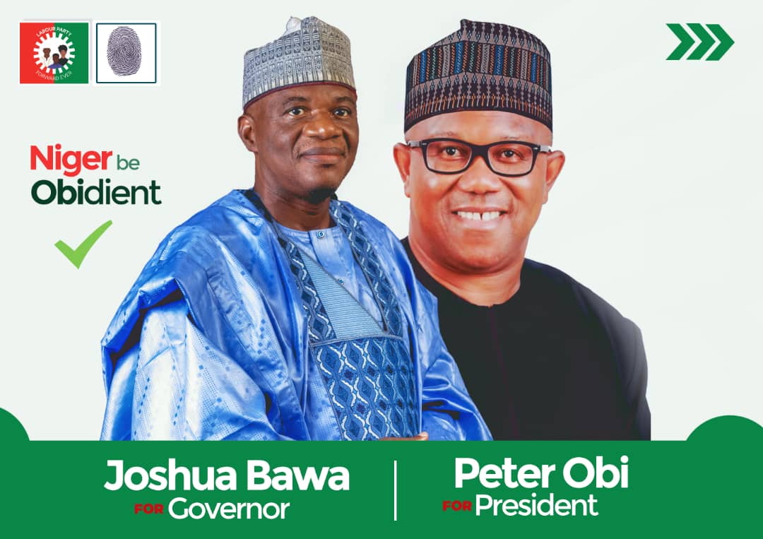 Niger be Obidient
Peter Obi for President
Joshua Bawa for Governor.

#TheNewNarrative
#Let'sChangeTheNarrative