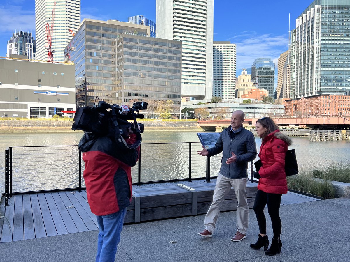 BostonPlans's tweet photo. Our Assistant Deputy Director for Climate Change and Environmental Planning, Chris Busch, spoke with @Met_CindyFitz today about innovative things the agency is doing to prepare the waterfront for sea level rise, for the #ForecastingOurFuture special that will air next month! https://t.co/U1NDvG5UHZ
