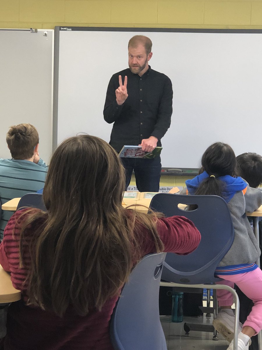 btomasek18's tweet photo. Thank you to John Bray author of The End for visiting @ParkViewCCSD89 today. We loved your book and all your answers to our great questions. https://t.co/QiylyDLXtj