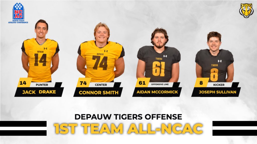DePauwAthletics's tweet photo. The @DePauwTigersFB 1st-Team Honorees: https://t.co/1EgyTrRztB