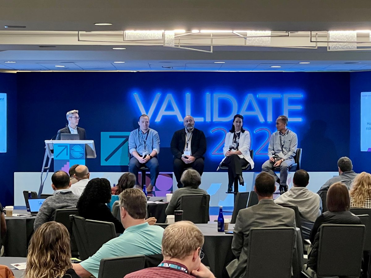 KneatSoftware's tweet photo. #Validate22 attendees are in for a treat today as leaders from AbbVie, Eli Lilly, Merck, Pfizer, and Sanofi dive into the validation topics top of mind across industries! Big brain power on display today🎤

#Validate22 #Conference #eValidation #KnowledgeShare #Event https://t.co/ojoRcKcA5b