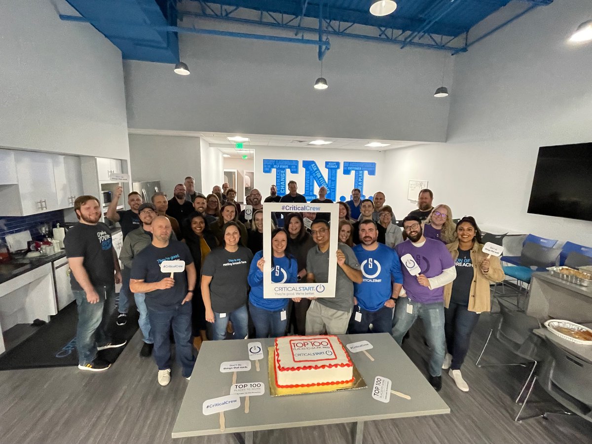 CRITICALSTART's tweet photo. Our #CriticalCrew had a great time celebrating our ranking 11th on the Dallas Morning News' Top 100 Places to Work in Dallas! Check out our press release for details on the esteemed list. https://t.co/bTQotpnT6n #officeparty #bestplacetowork #mdr #cybersecurity https://t.co/Q7WcMjCB3s