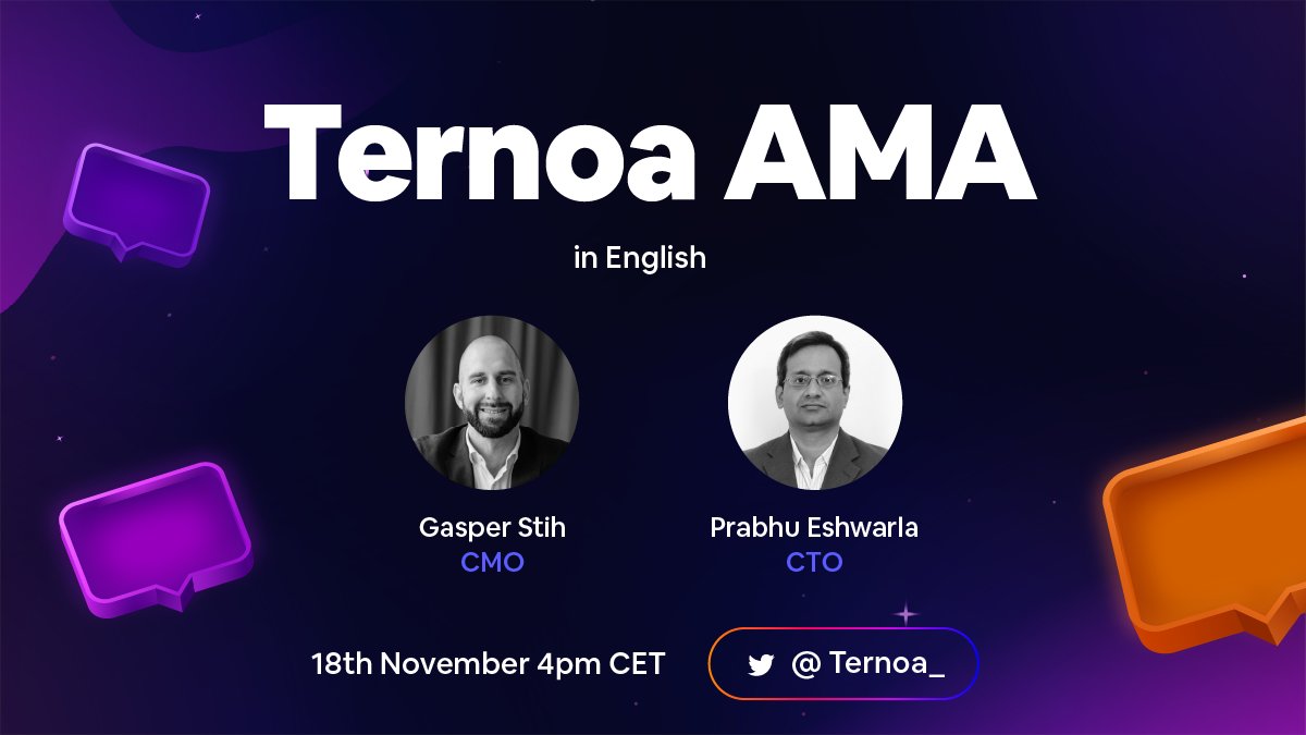 Alphanet upgrade phase 3 launched, adding SBTs, renting and auctions to #ternoa.

Tune in for our live English ama to talk about all the opportunities this unlocks 💪

Ft. CMO <a href="/iamgstih/">Gasper 0x</a>  and CTO <a href="/peshwarla/">Prabhu Eshwarla</a>.