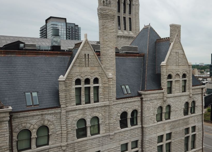 myfloridaroofer's tweet image. Proud artisans of the historic roof at the Union Station Hotel. Slate, EPDM re-roof, Copper flashing and decorative pieces. All copper is made to replicate the original galvanized metal and produced in-house in our sheet metal shop. #historicroofing #slateroofing #copperflashing