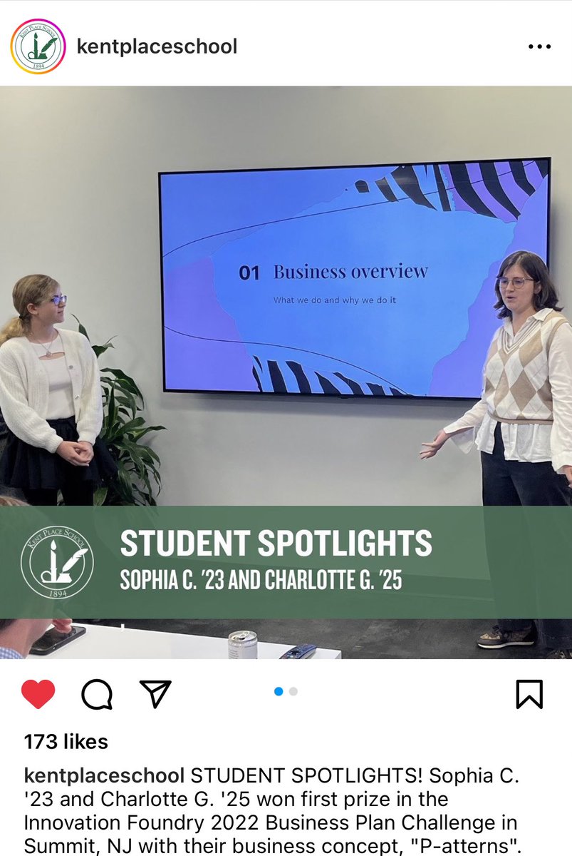 __TheFoundry__'s tweet image. Congrats to @kentplaceschool students Charlotte and Sophia for winning the business plan competition! We loved hearing from so many young aspiring entrepreneurs. P-atterns stood out in addressing inclusivity, having a viable business model and leveraging tech in a new way!