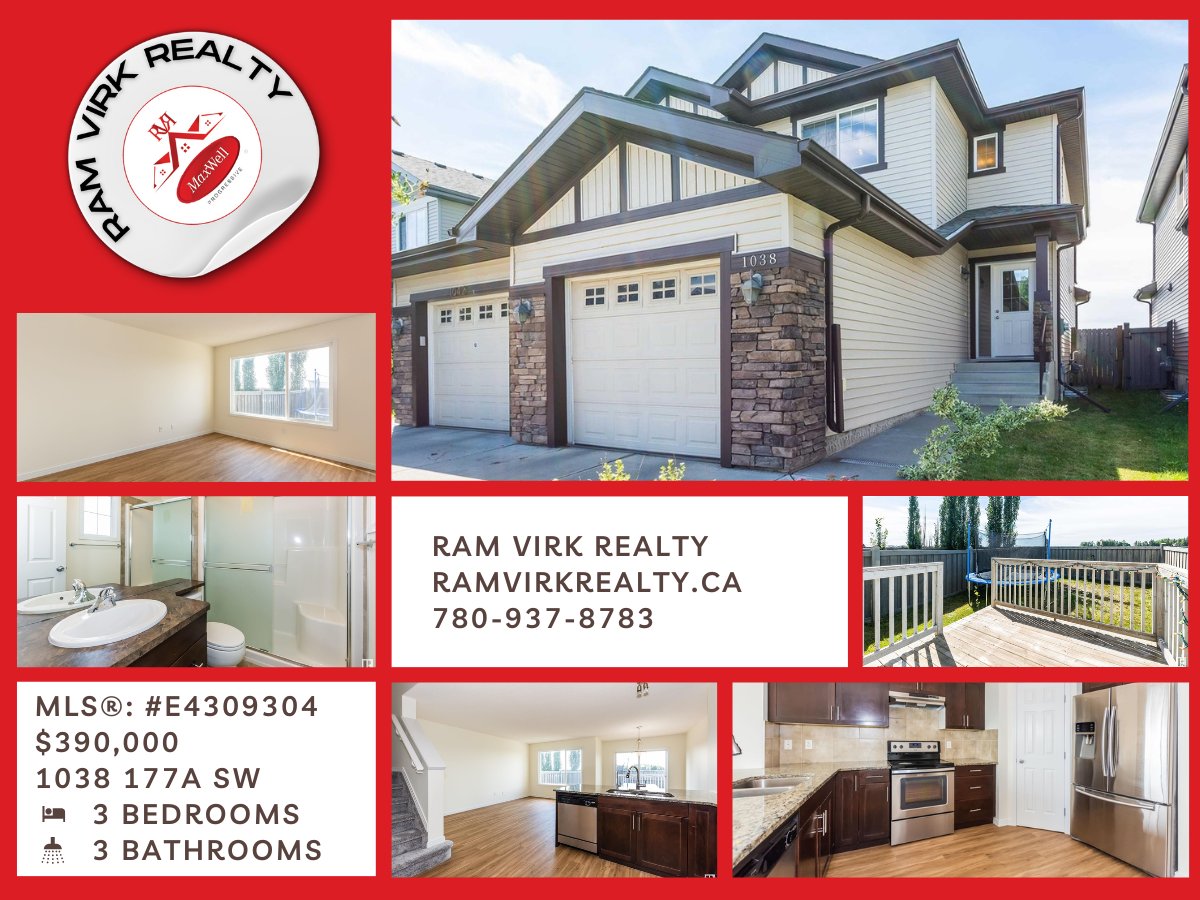 RamVirkRealtor's tweet photo. Ram Virk Realty
#Edmonton#yeg
🌐https://t.co/VUp9NTVYwR
📳780-937-8783

MLS®: #E4309304
$390,000
1038 177A SW
Edmonton, Alberta

#realestateexpert#realestatebroker#realestateagent#PunjabiRealtor#EastlndianRealtor#RealEstate#SherwoodPark🏡 https://t.co/QVnddO6aNP
